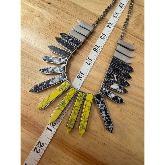 BaubleBar Statement Necklace Yellow & Black Marble Spikes Adjustable Chain Moder - Picture 9 of 13